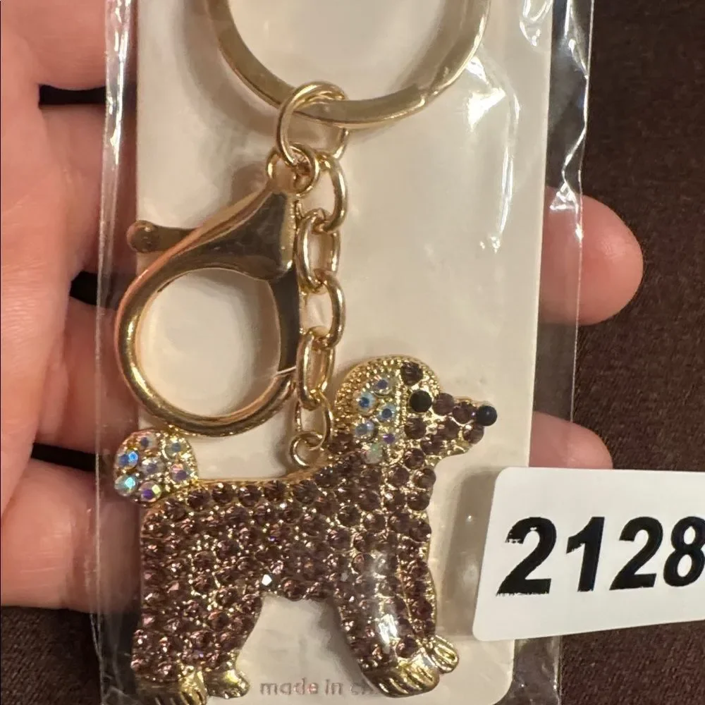 2128 Rhinestone Dog Key Ring, Bag Charm